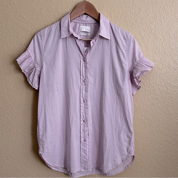 J. Crew Classic Short Sleeve Button Down Cotton Top - Picture 1 of 7
